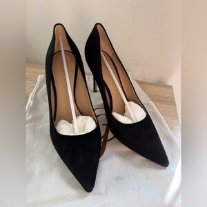 M.Gemi Black Suede Pointed-Toe Stiletto Pumps